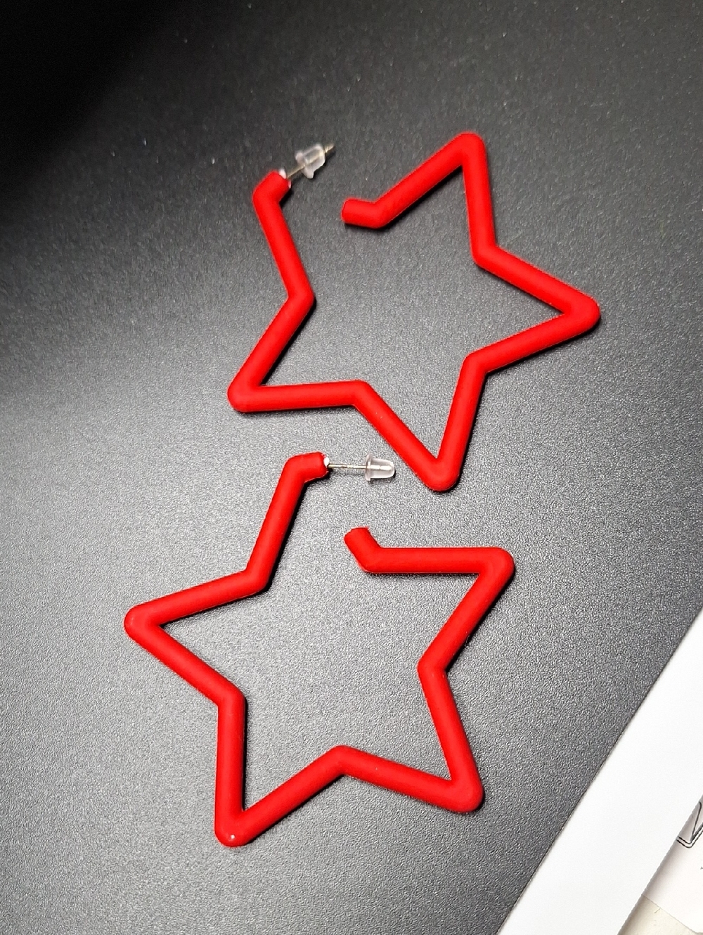 Red Star Hoop Earrings